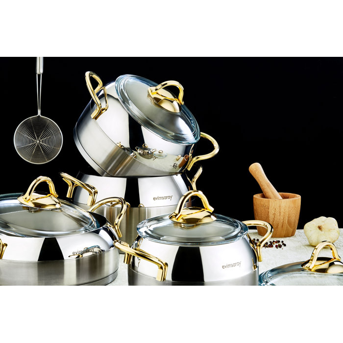 evimsaray 8 Piece Stainless Steel (18/10) Cookware Set Wayfair.ie